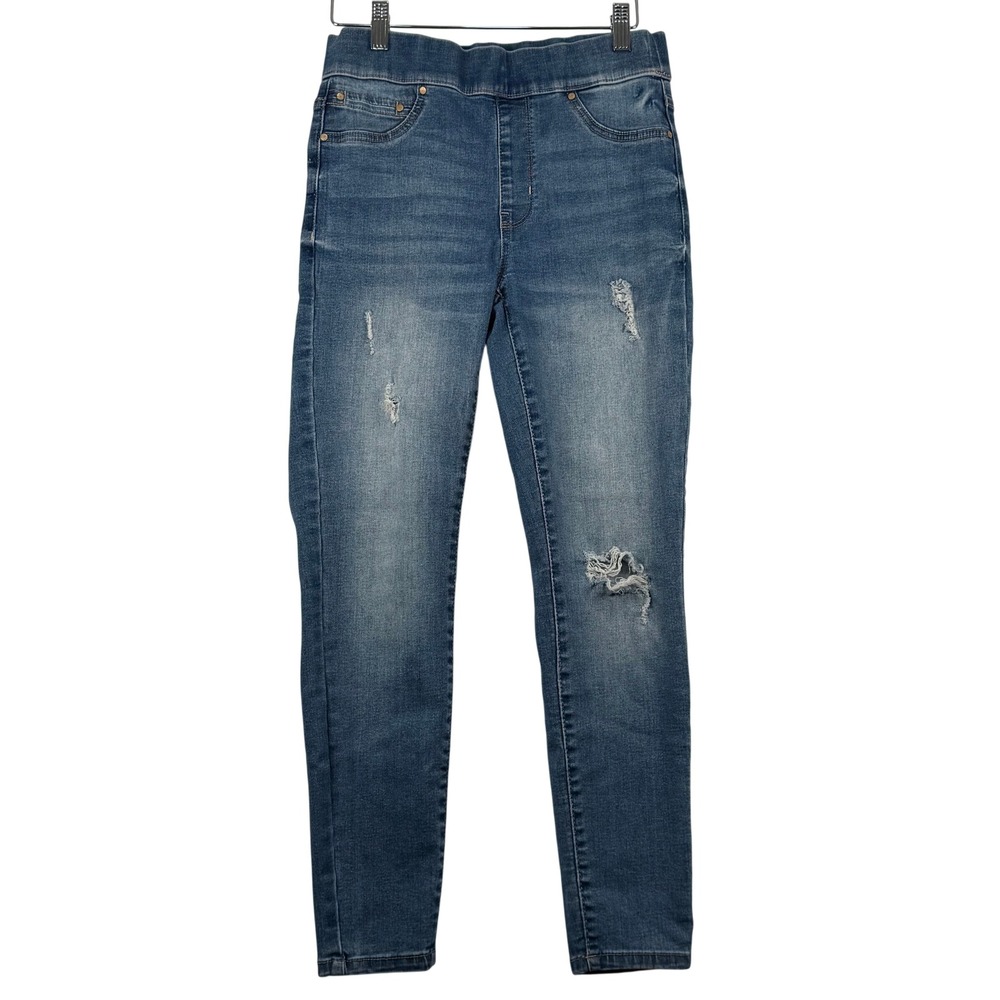 RACHEL Rachel Roy 4/27 Skinny Jeans Glee Wash Blue Distressed Pull On Jeggings